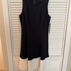 Sharagano Black and White Asymmetrical Dress